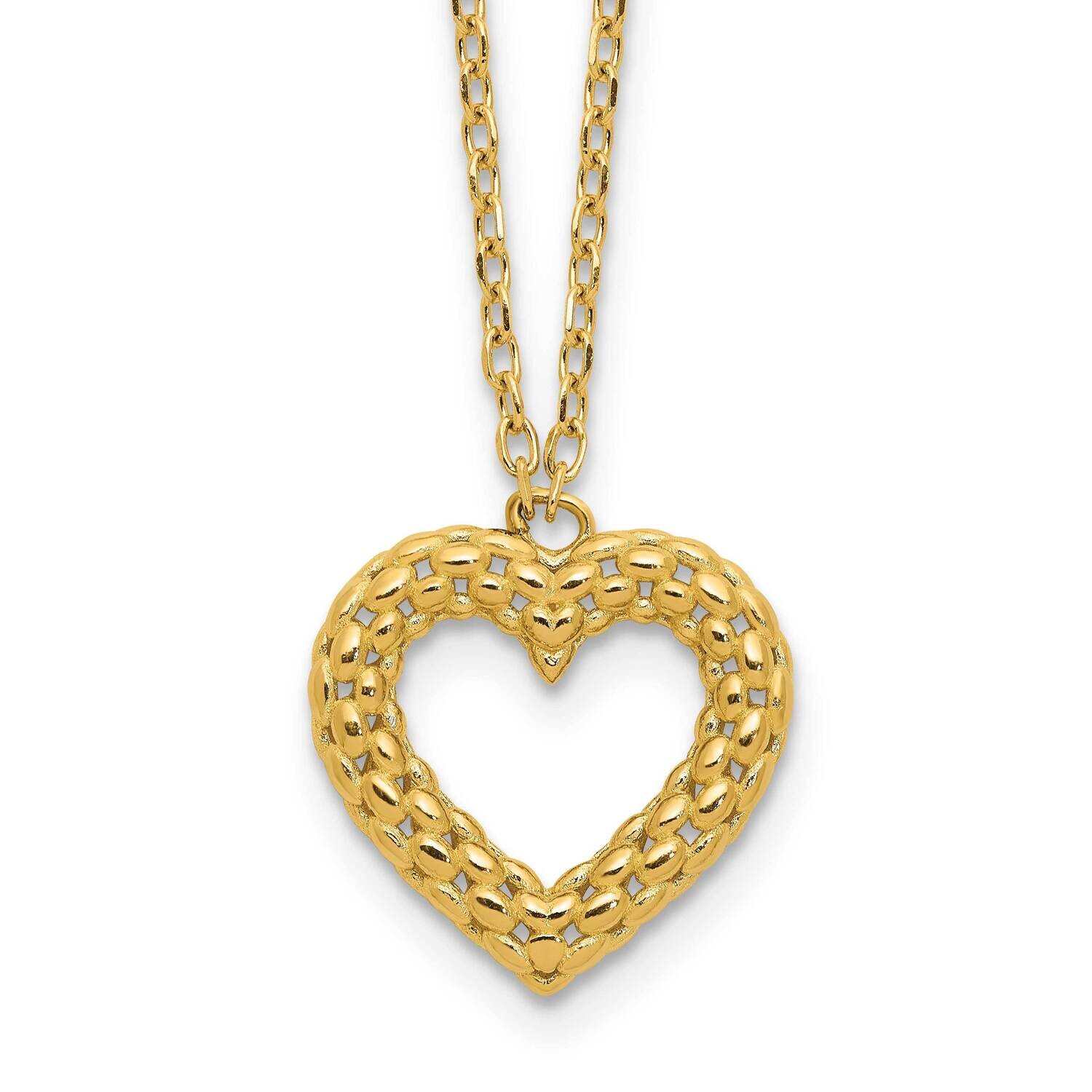 Textured Heart 18 In Necklace 14k Polished Gold SF3044-18, MPN: SF3044-18, 196904149263