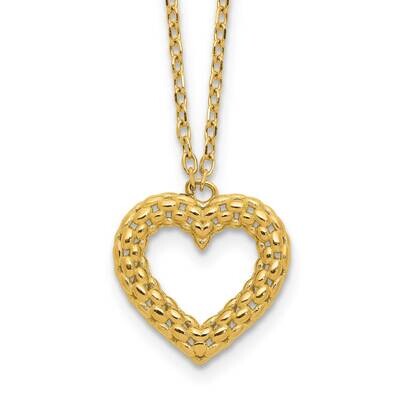 Textured Heart 18 In Necklace 14k Polished Gold SF3044-18, MPN: SF3044-18, 196904149263