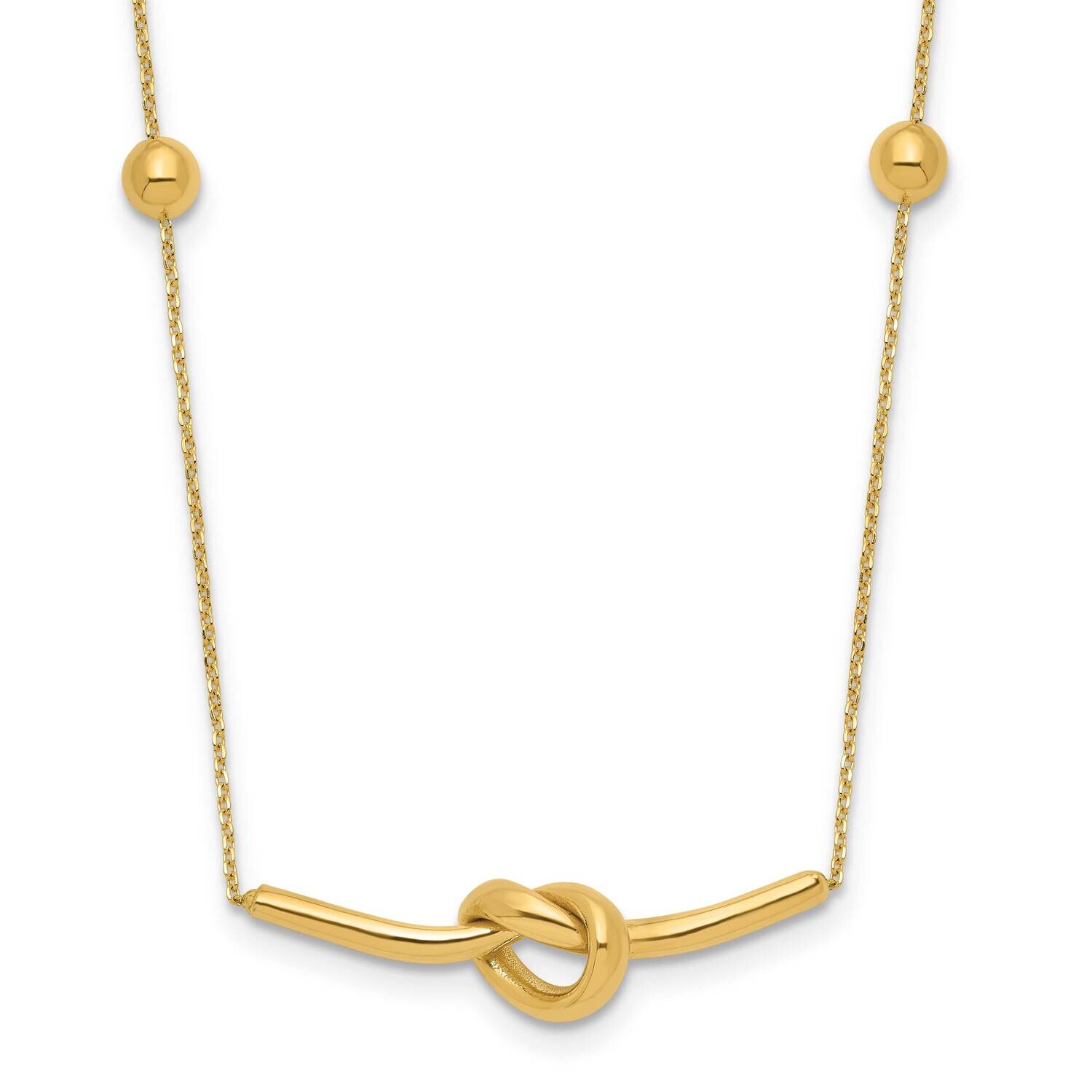 Knotted Pendant Beads 16 Inch 2 Inch Extender Necklace 14k Polished Gold SF3064-16, MPN: SF3064-16,