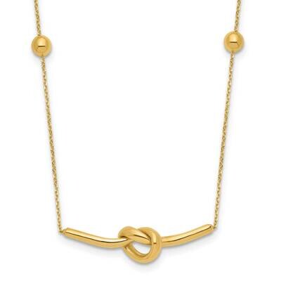 Knotted Pendant Beads 16 Inch 2 Inch Extender Necklace 14k Polished Gold SF3064-16, MPN: SF3064-16,