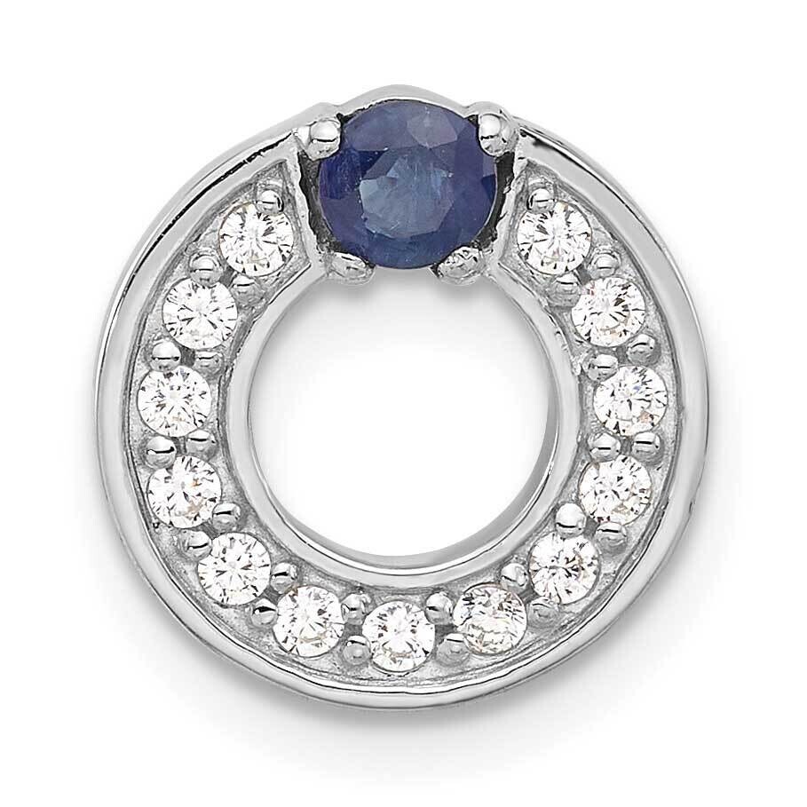 CZ Blue Sapphire Chain Slide Sterling Silver Rhodium-Plated QP5826, MPN: QP5826,