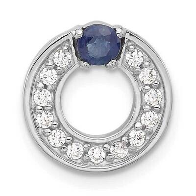 CZ Blue Sapphire Chain Slide Sterling Silver Rhodium-Plated QP5826, MPN: QP5826,
