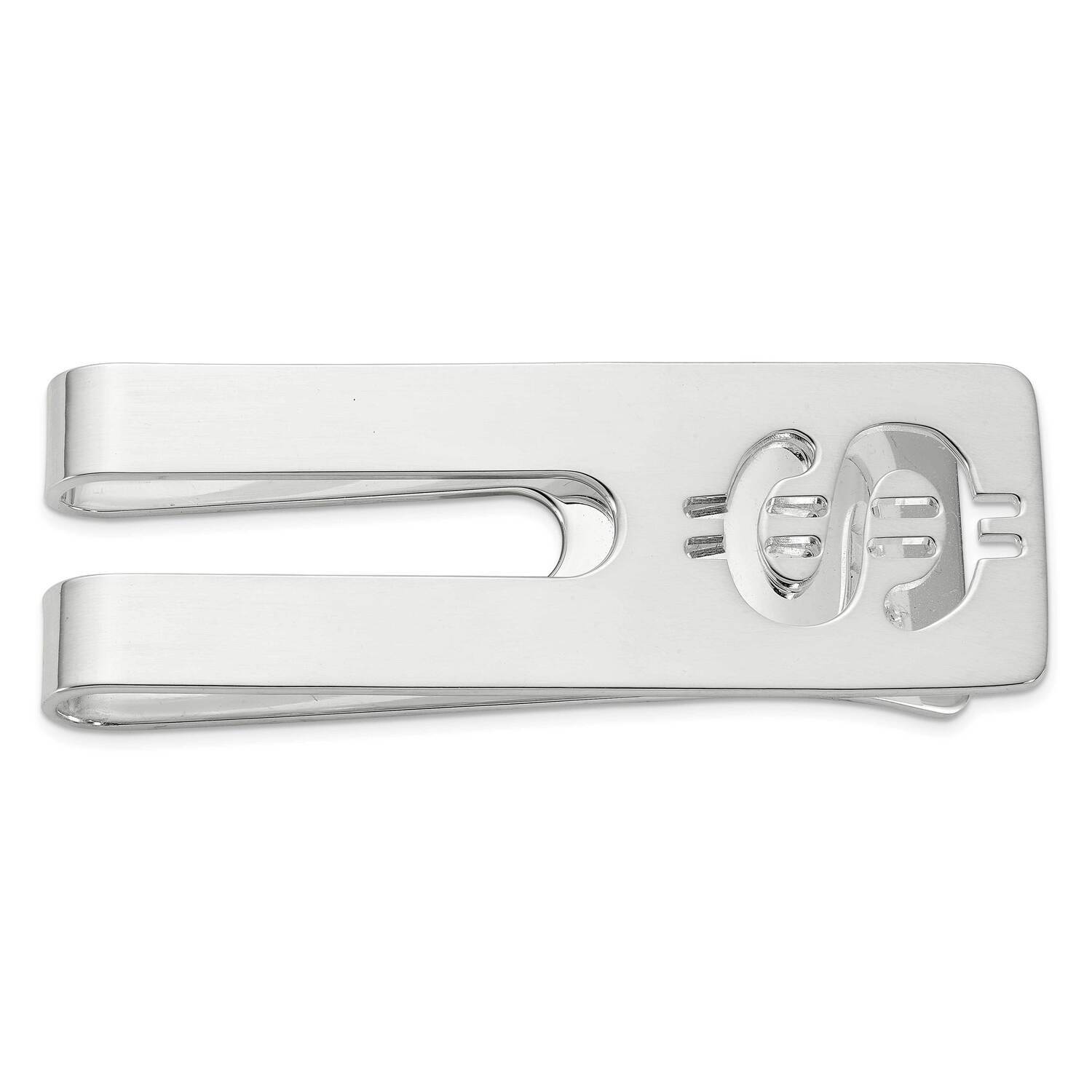 Polished Cut Out Dollar Sign Money Clip Sterling Silver Rhodium-Plated QQ662 by Men&#39;s Jewelry and A…