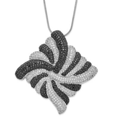 Black &amp; Clear CZ Brilliant Embers Fancy Necklace Sterling Silver QMP474-18, MPN: QMP474-18, 8839570…