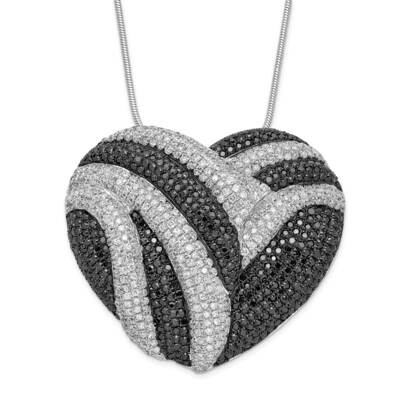 Black &amp; Clear CZ Brilliant Embers Heart Necklace Sterling Silver QMP465-18, MPN: QMP465-18, 8839570…