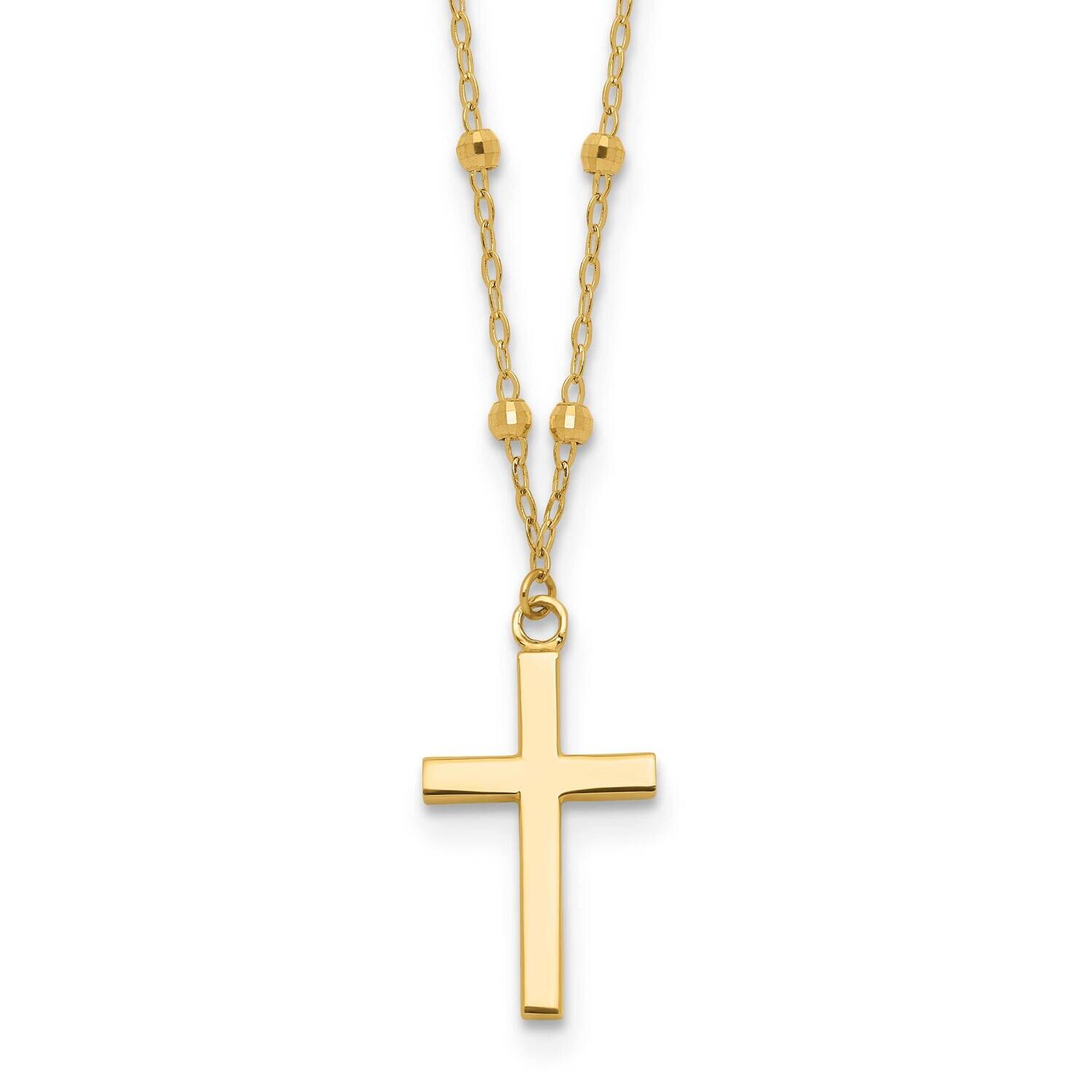 Diamond-Cut Cross 2 Inch Extender Necklace 14k Polished Gold SF3055-16.25, MPN: SF3055-16.25, 19690…