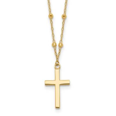 Diamond-Cut Cross 2 Inch Extender Necklace 14k Polished Gold SF3055-16.25, MPN: SF3055-16.25, 19690…