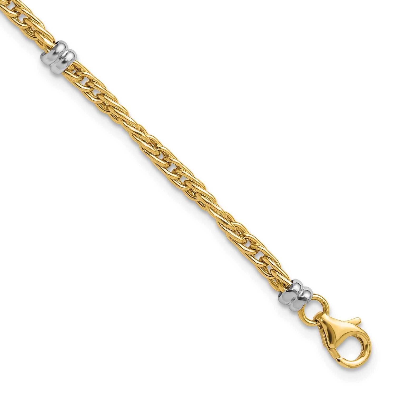 Polished Fancy Beaded Station Bracelet 7 Inch 14k Two-Tone Gold SF2969-7.5, MPN: SF2969-7.5, 196904…