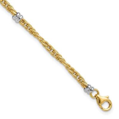 Polished Fancy Beaded Station Bracelet 7 Inch 14k Two-Tone Gold SF2969-7.5, MPN: SF2969-7.5, 196904…