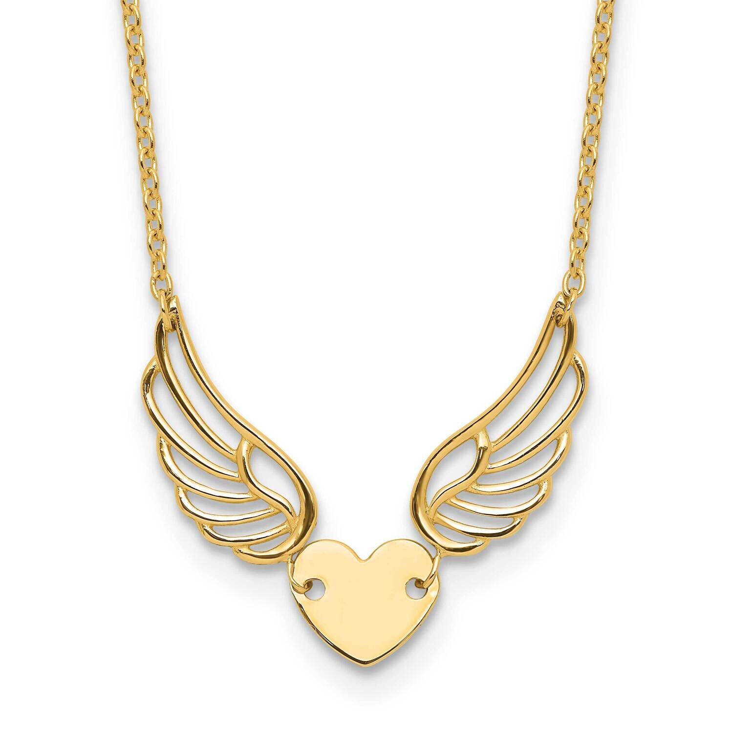 Wings Heart 17 Inch Necklace 14k Polished Gold SF3068-17