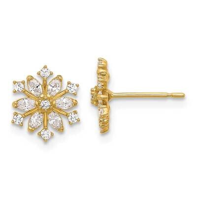 Madi K Polished CZ Snowflake Post Earrings 14k Gold SE3059, MPN: SE3059, 196904100134