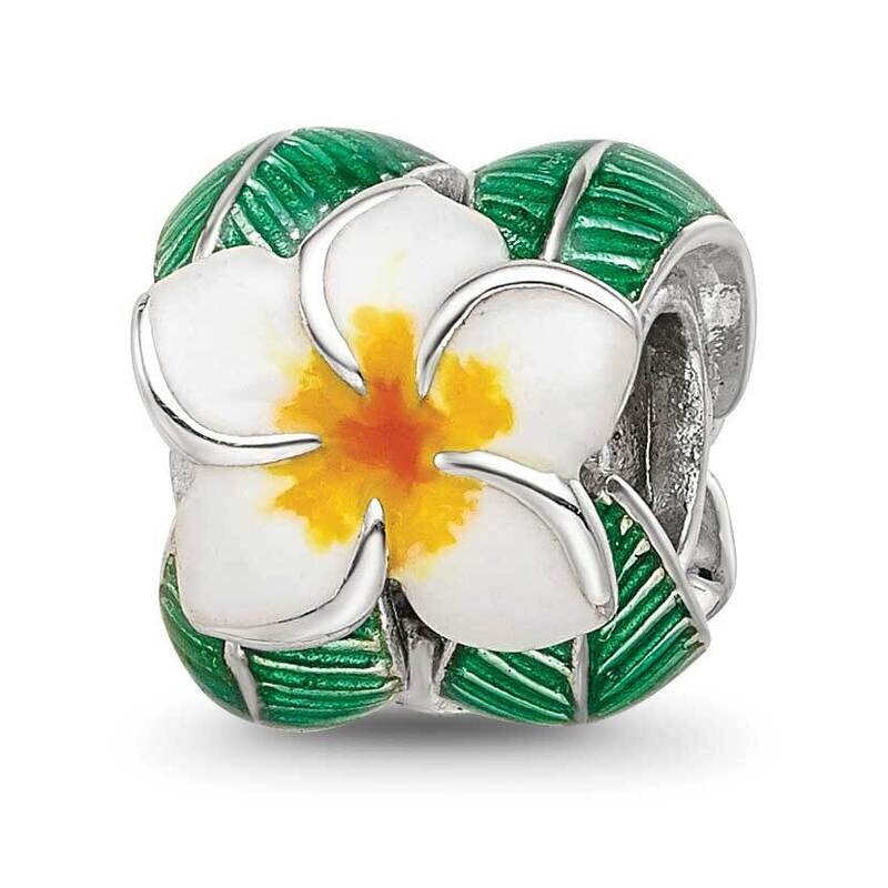 Reflections Enamel Flower & Leaves Round Bead Sterling Silver QRS4251