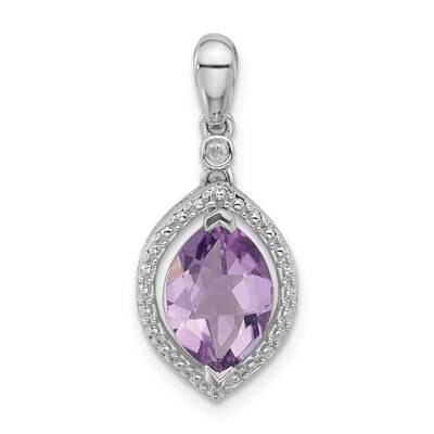 Diamond &amp; Pink Quartz Pendant Sterling Silver QP2193PAM, MPN: QP2193PAM,