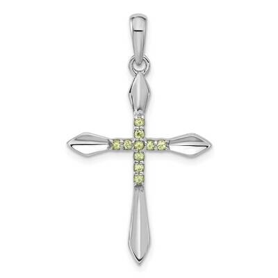Peridot Cross Pendant Sterling Silver Rhodium-Plated QP5878PE, MPN: QP5878PE,