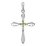 Peridot Cross Pendant Sterling Silver Rhodium-Plated QP5878PE, MPN: QP5878PE,