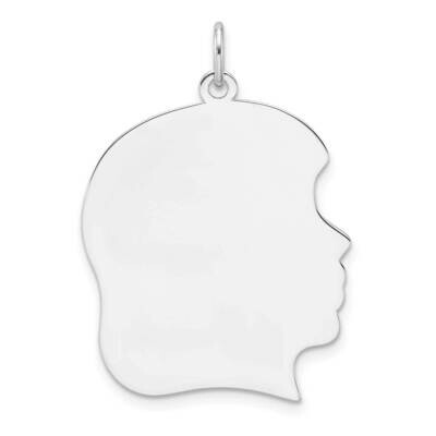 Sterl Silver Rh-Plt Engraveable Girl Polished Front Satin Back Disc Charm QM564/50, MPN: QM564/50,