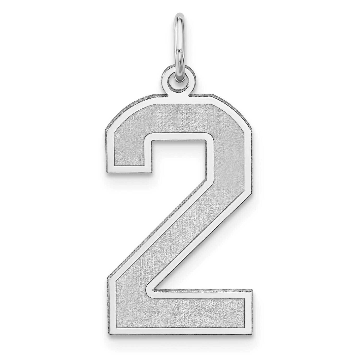 Satin Number 2 Charm Sterling Silver Rhodium-Plated QPXP02, MPN: QPXP02,