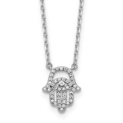 Sterling Shimmer CZ 45 Stone 16 Inch 2 Inch Extender Chamseh Necklace Sterling Silver Rhodium-Plate…
