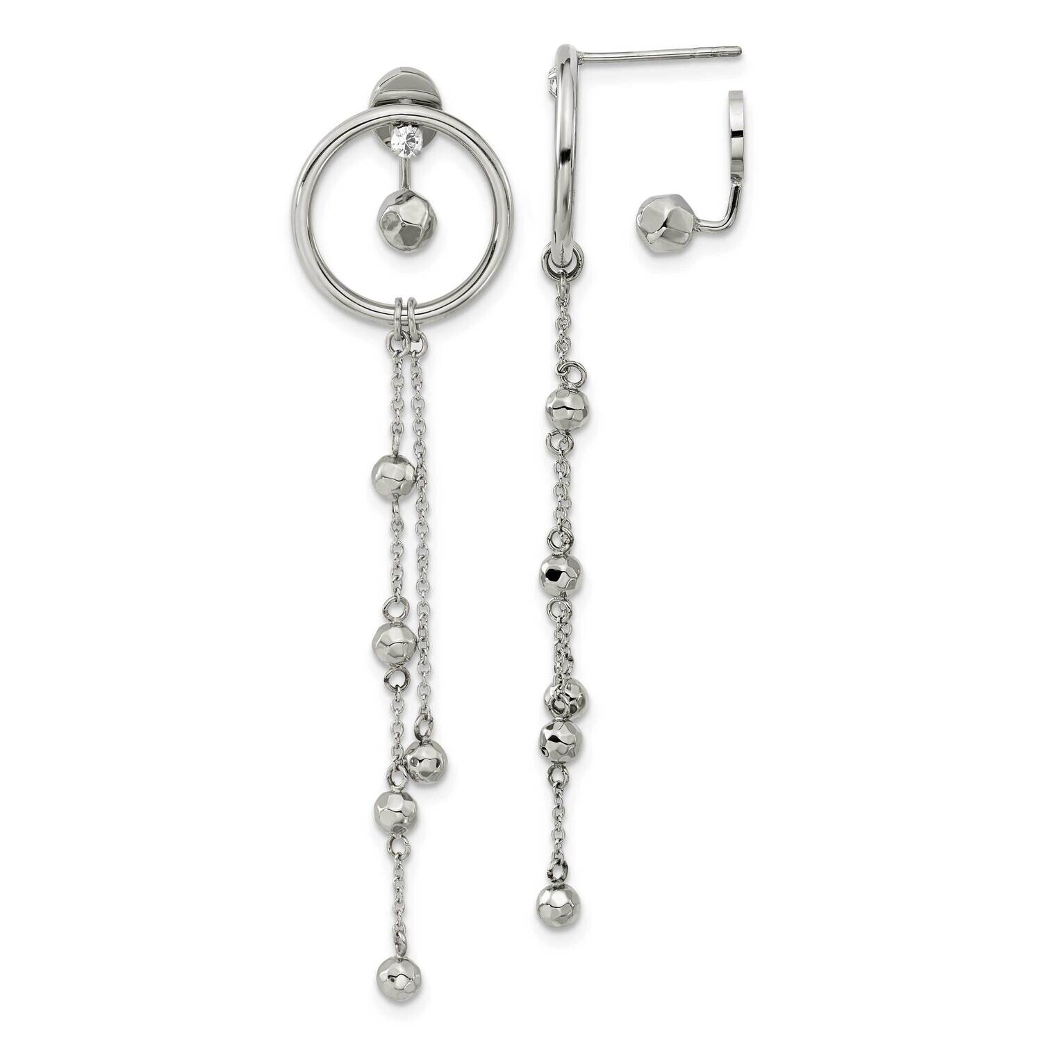 Chisel Polished Preciosa Crystal Front Back Post Dangle Earrings Stainless Steel SRE1589 by Chisel,…