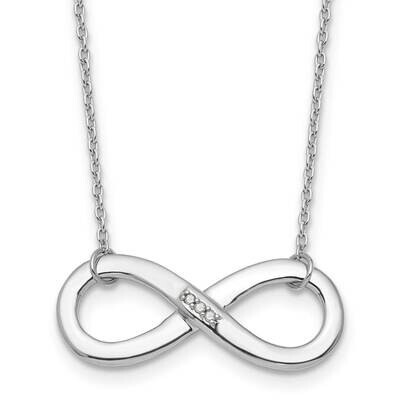 Rh Plated White Ice .02Ct. Diamond Infinity Necklace Sterling Silver QW564-18, MPN: QW564-18,