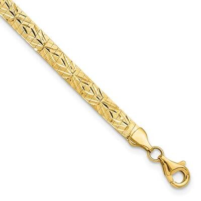 Satin Diamond-Cut 4.00mm Reversible Omega Bracelet 7.5 Inch 14k Polished Gold SF2965-7.5, MPN: SF29…