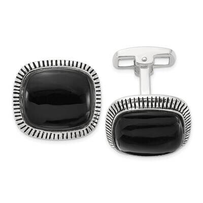 Onyx Enameled Cuff Links Sterling Silver QQ651 by Men&#39;s Jewelry and Accessories, MPN: QQ651,