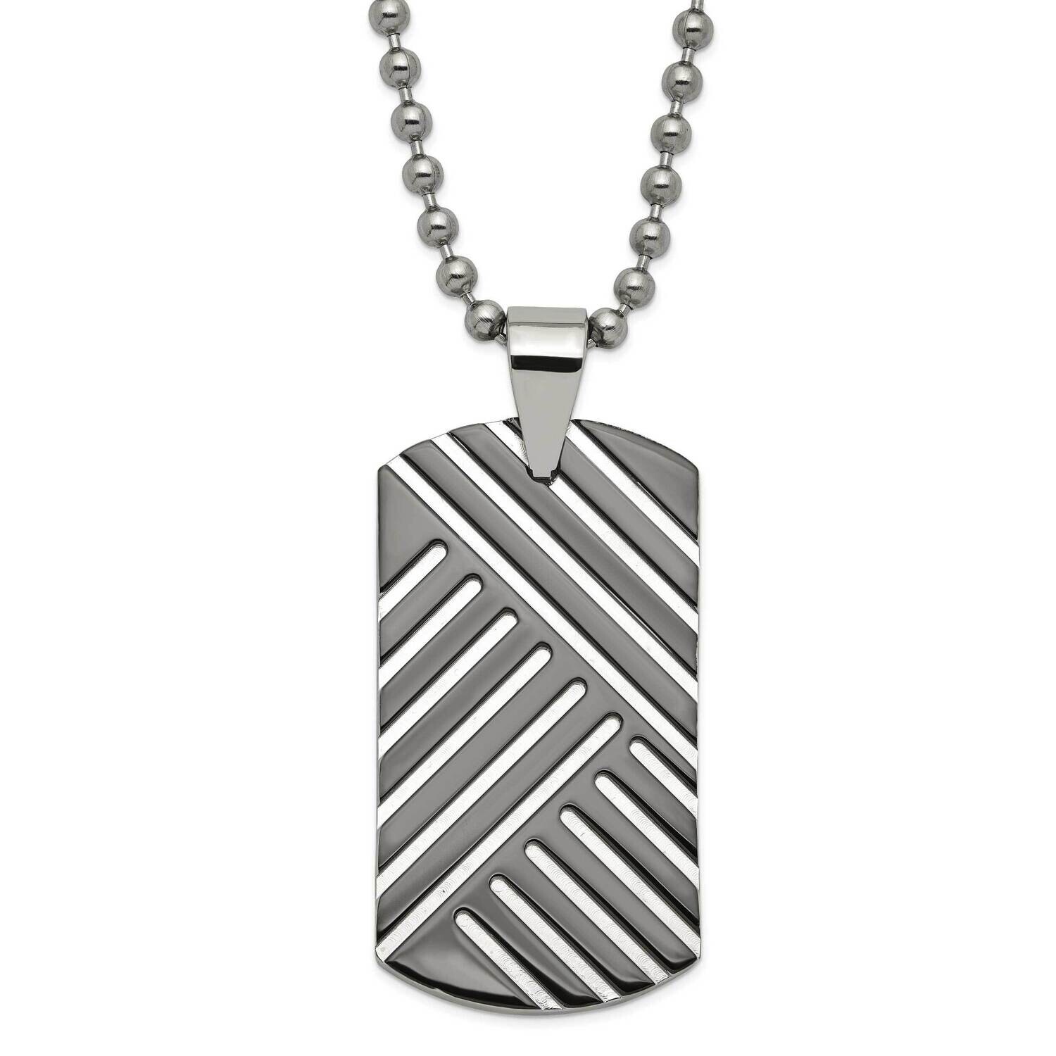 &amp; Black Enamel Polished Dog Tag Necklace Stainless Steel SRN1123-24 by Chisel, MPN: SRN1123-24, 191…