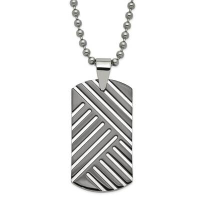&amp; Black Enamel Polished Dog Tag Necklace Stainless Steel SRN1123-24 by Chisel, MPN: SRN1123-24, 191…