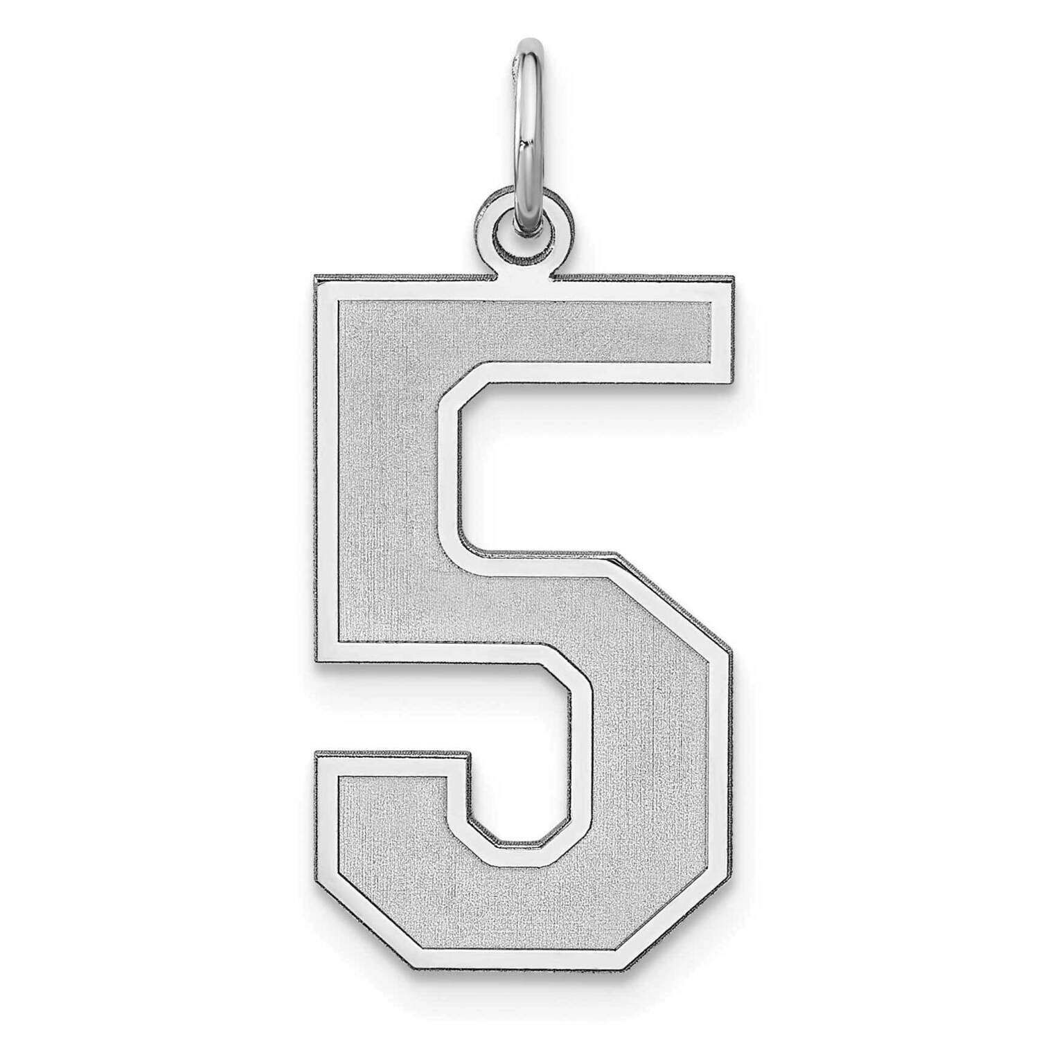 Satin Number 5 Charm Sterling Silver Rhodium-Plated QPXP05, MPN: QPXP05,