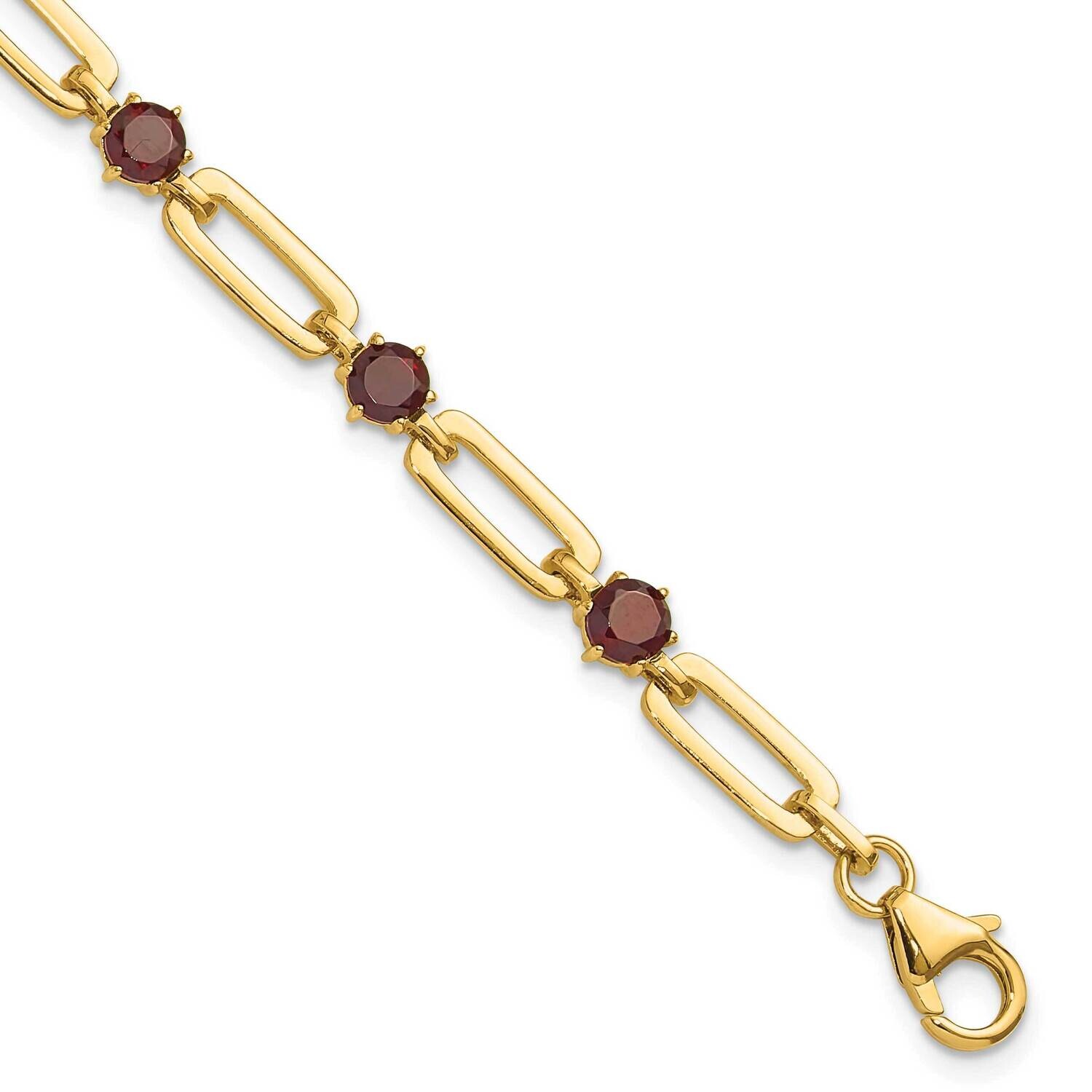 Gold-Tone 5mm 4.05Ga Garnet Paperclip Chain Bracelet 7.5 Inch Sterling Silver QX993GA, MPN: QX993GA,