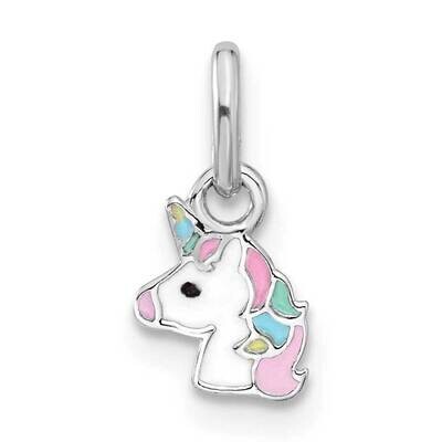 Children&#39;s Enamel Unicorn Pendant Sterling Silver Rhodium-Plated QP5860, MPN: QP5860,