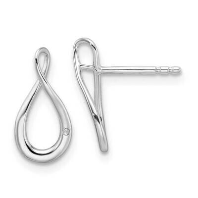 Rh Plated White Ice .01Ct. Diamond Post Earrings Sterling Silver QW549, MPN: QW549,