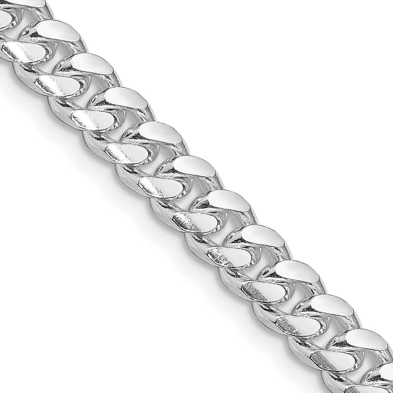 7mm Domed Side Diamond-Cut Curb Chain 20 Inch Sterling Silver Rhodium-Plated QRC200R-20
