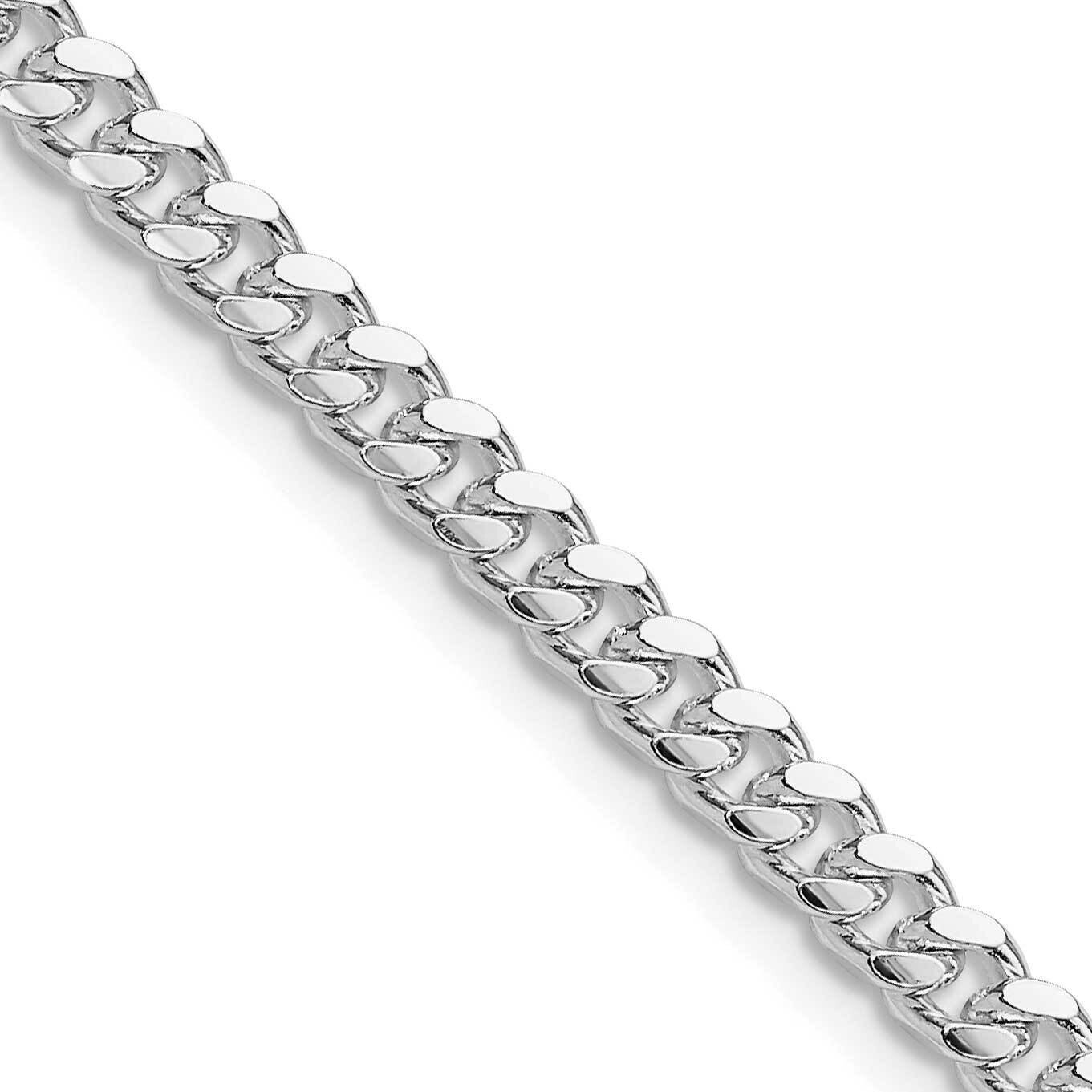 4mm Domed Side Diamond-Cut Curb Chain 22 Inch Sterling Silver Rhodium-Plated QRC120R-22