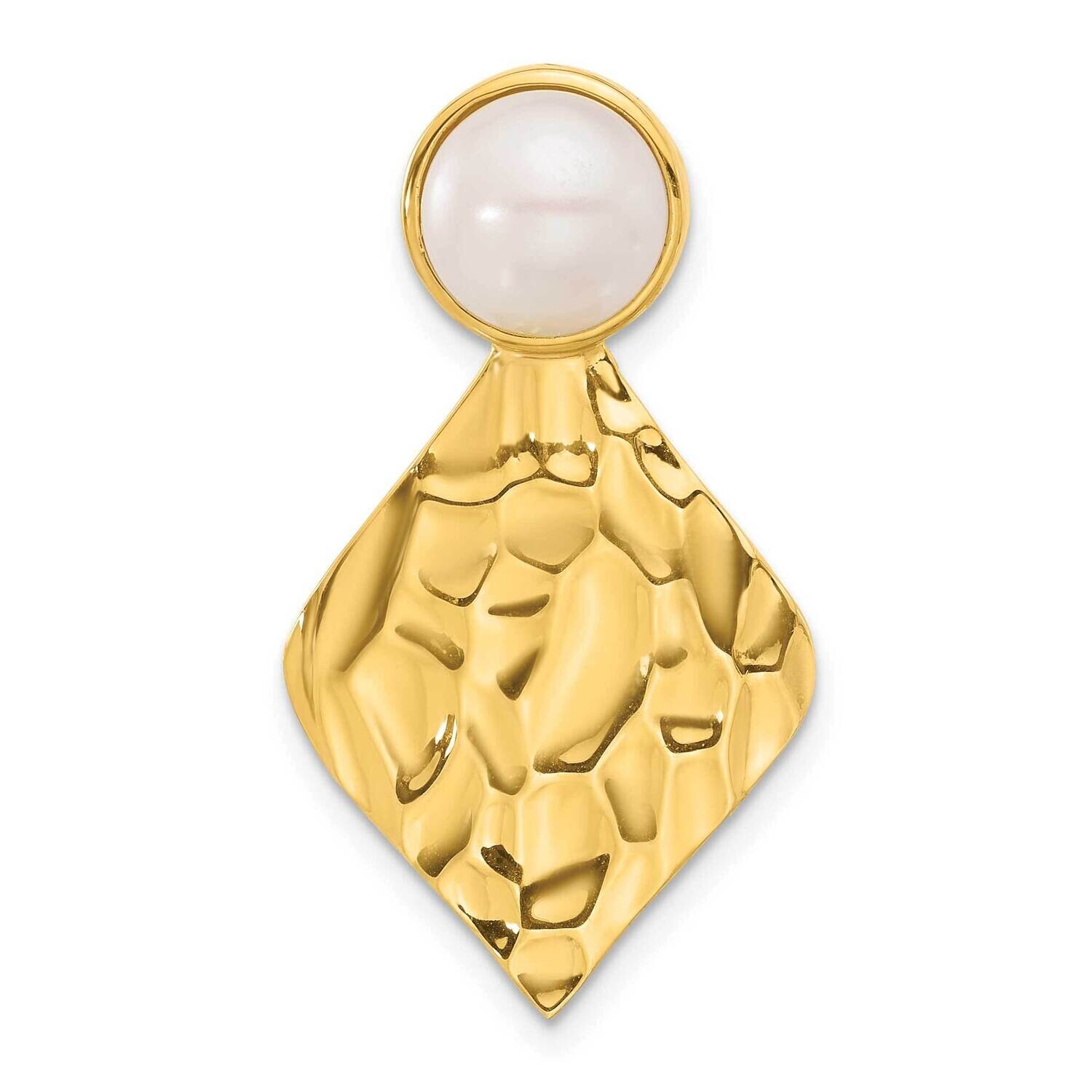 Gold-Tone Hammered Fwc Pearl Pendant Sterling Silver QP5819, MPN: QP5819,