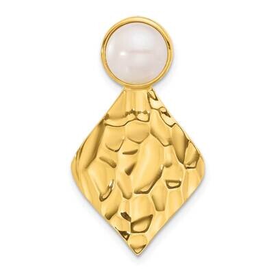 Gold-Tone Hammered Fwc Pearl Pendant Sterling Silver QP5819, MPN: QP5819,
