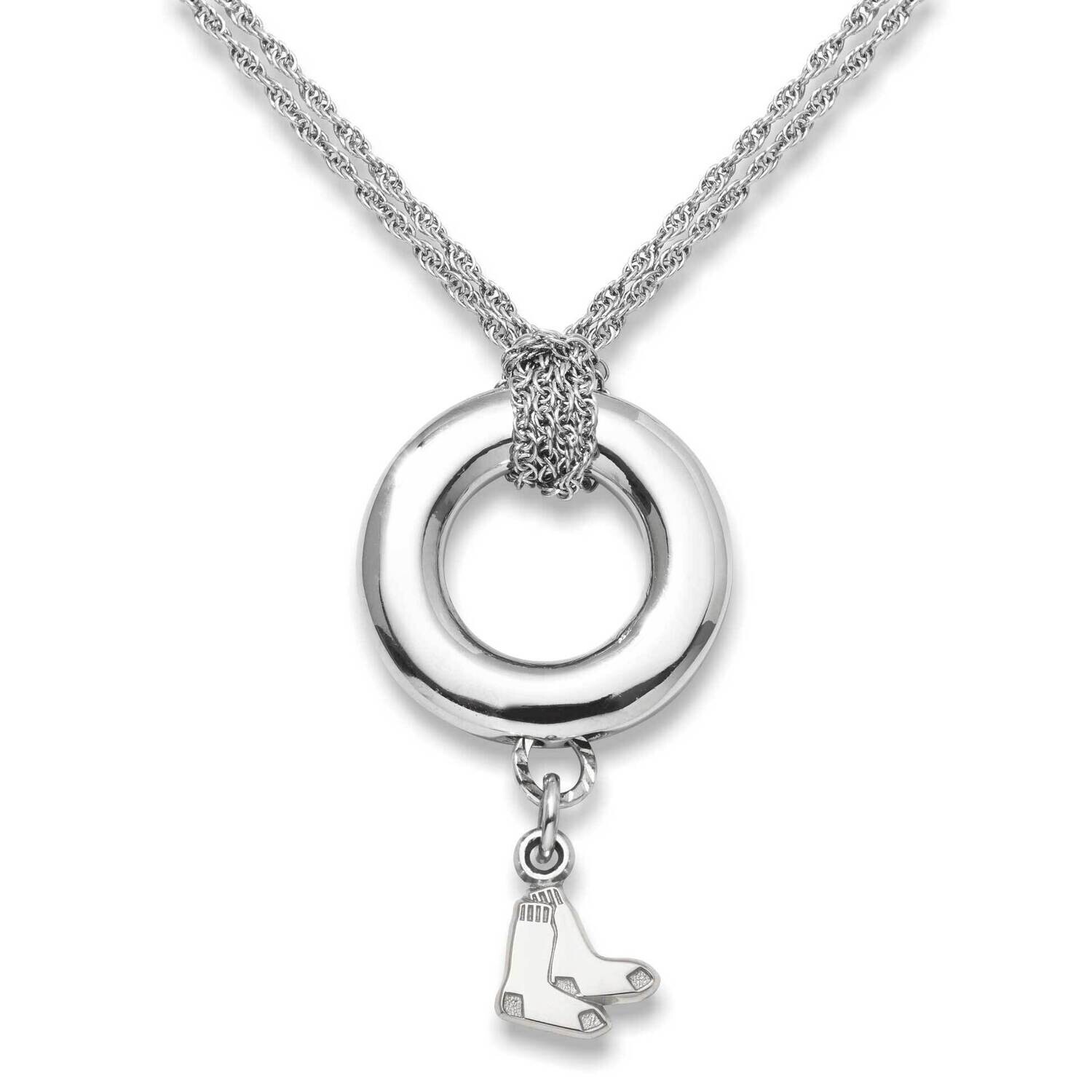 Boston Red Sox Pair Of Sox Logo 1/2 On Halo Necklace Sterling Silver RSO013HALO-SS, MPN: RSO013HALO…