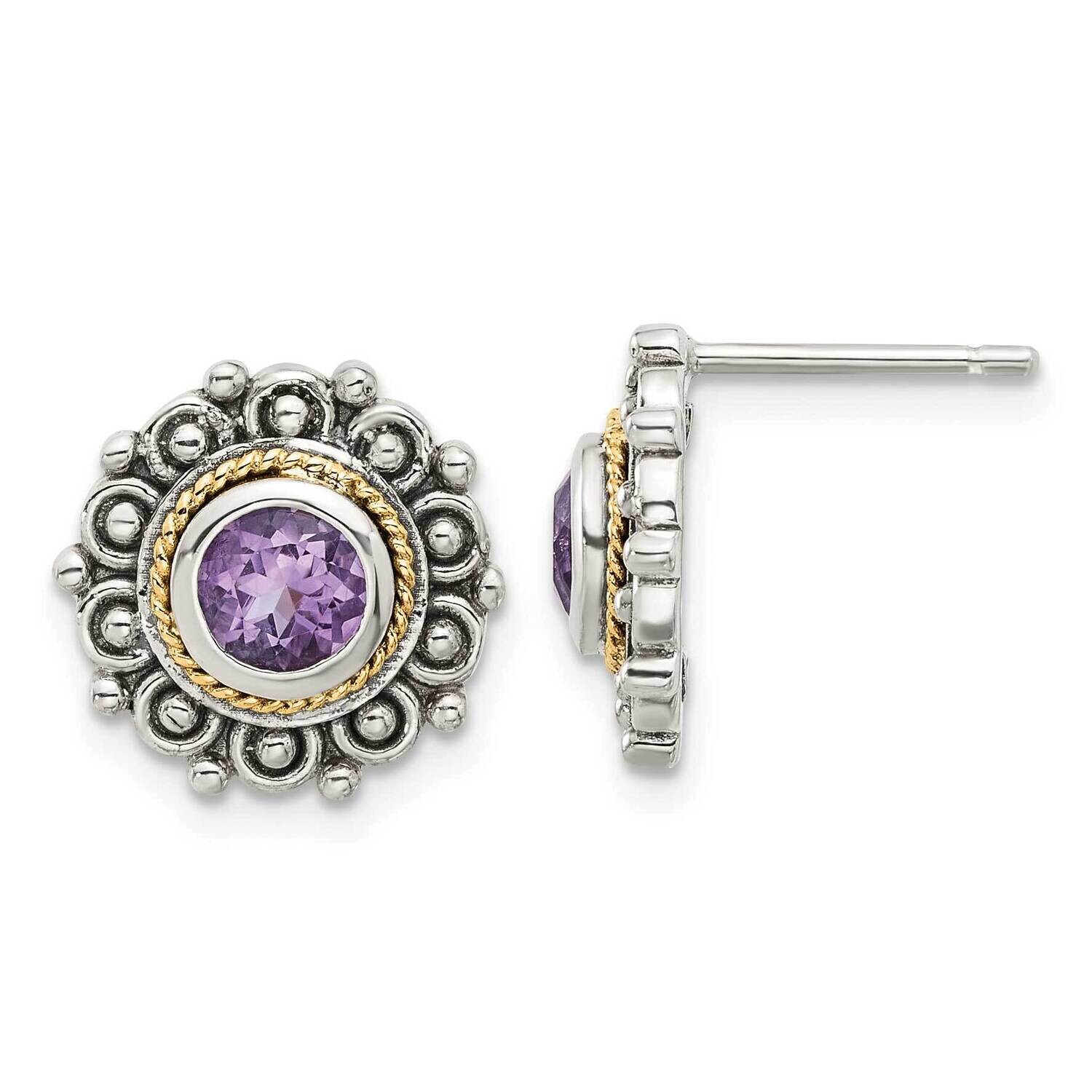 Shey Couture Sterling Silver Accent Antiqued Amethyst Post Earrings 14k Gold QTC1786, MPN: QTC1786,