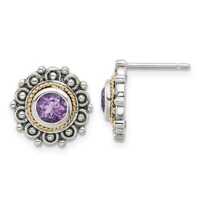 Shey Couture Sterling Silver Accent Antiqued Amethyst Post Earrings 14k Gold QTC1786, MPN: QTC1786,