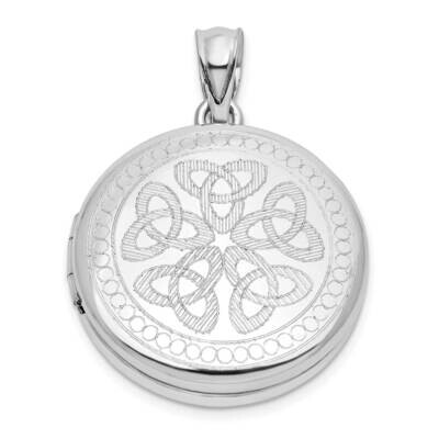 Celtic Knots 20mm Round Locket Sterling Silver Rhodium-Plated QLS1177, MPN: QLS1177,