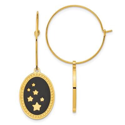 Chisel Polished Yellow Ip-Plated Enameled Stars Dangle Hoop Earrings Stainless Steel SRE1628 by Chi…