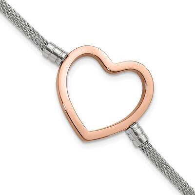 Pink Pvd-Plated Heart Mesh 1.5 Inch Extension Bracelet Stainless Steel SRB932-7.75 by Chisel, MPN: …