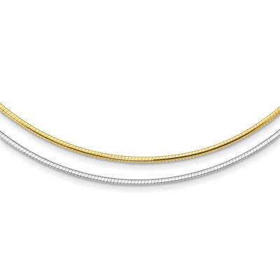 Reversible 2mm Omega Necklace 14k Two-Tone Gold ROML2-16, MPN: ROML2-16,