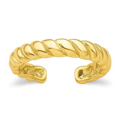 Flash Gold-Plated Textured Twist Adjustable Ring Sterling Silver QR7514GP, MPN: QR7514GP,