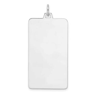 Rhod-Plate Eng. Rect. Polish Front Satin Back Disc Charm Sterling Silver QM557/27, MPN: QM557/27,