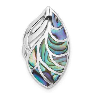 Polished Oval Abalone Chain Slide Pendant Sterling Silver Rhodium-Plated QP5753, MPN: QP5753,