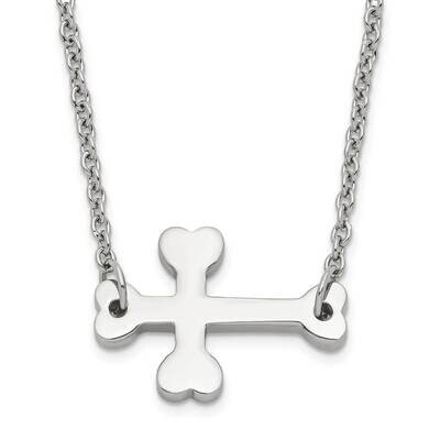 Polished Sideways Cross Necklace Stainless Steel SRN1299-16.5 by Chisel, MPN: SRN1299-16.5, 8839577…