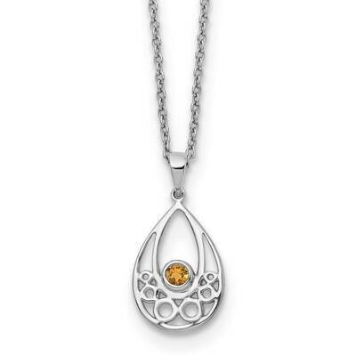 Rh Plated White Ice Citrine 2 Inch Extension Necklace Sterling Silver QW339CI-18, MPN: QW339CI-18,