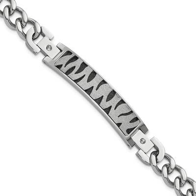 Black Ip-Plated &amp; Laser Cut CZ Bracelet 8.25 Inch Stainless Steel SRB1064-8.25 by Chisel, MPN: SRB1…