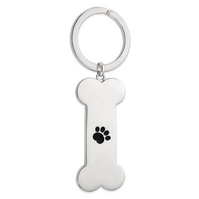 Dog Bone Enamel Paw Print Key Chain Sterling Silver QQ668 by Men&#39;s Jewelry and Accessories, MPN: QQ…